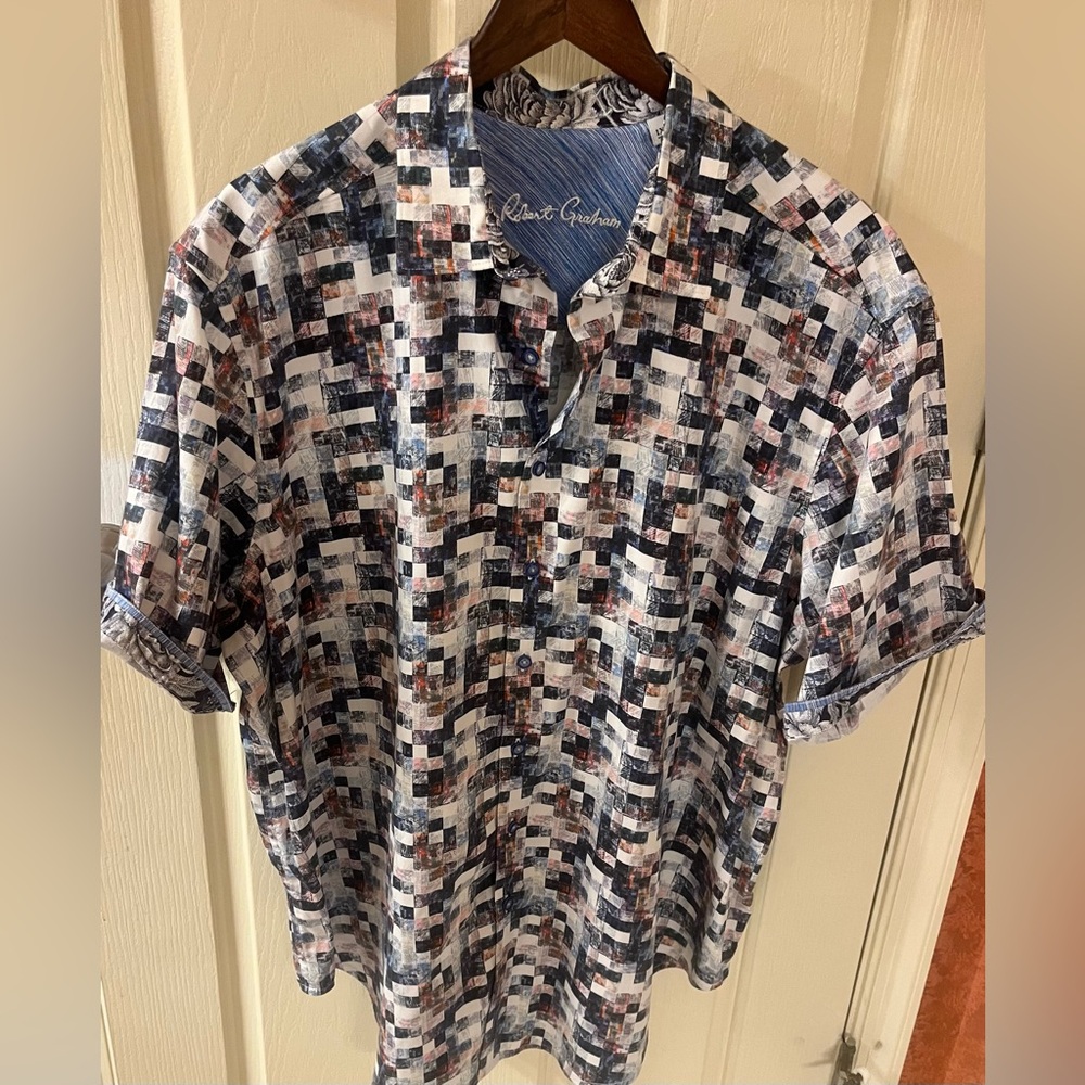 Robert Graham Printed Button Down Short Sleeve Shirt - Men’s 1XL